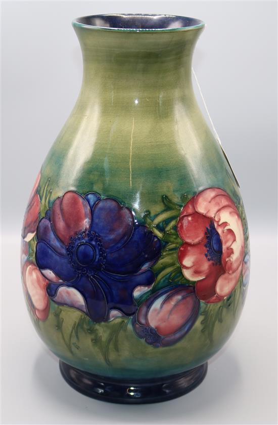 Moorcroft large Anemones pattern baluster vase (neck restored)
